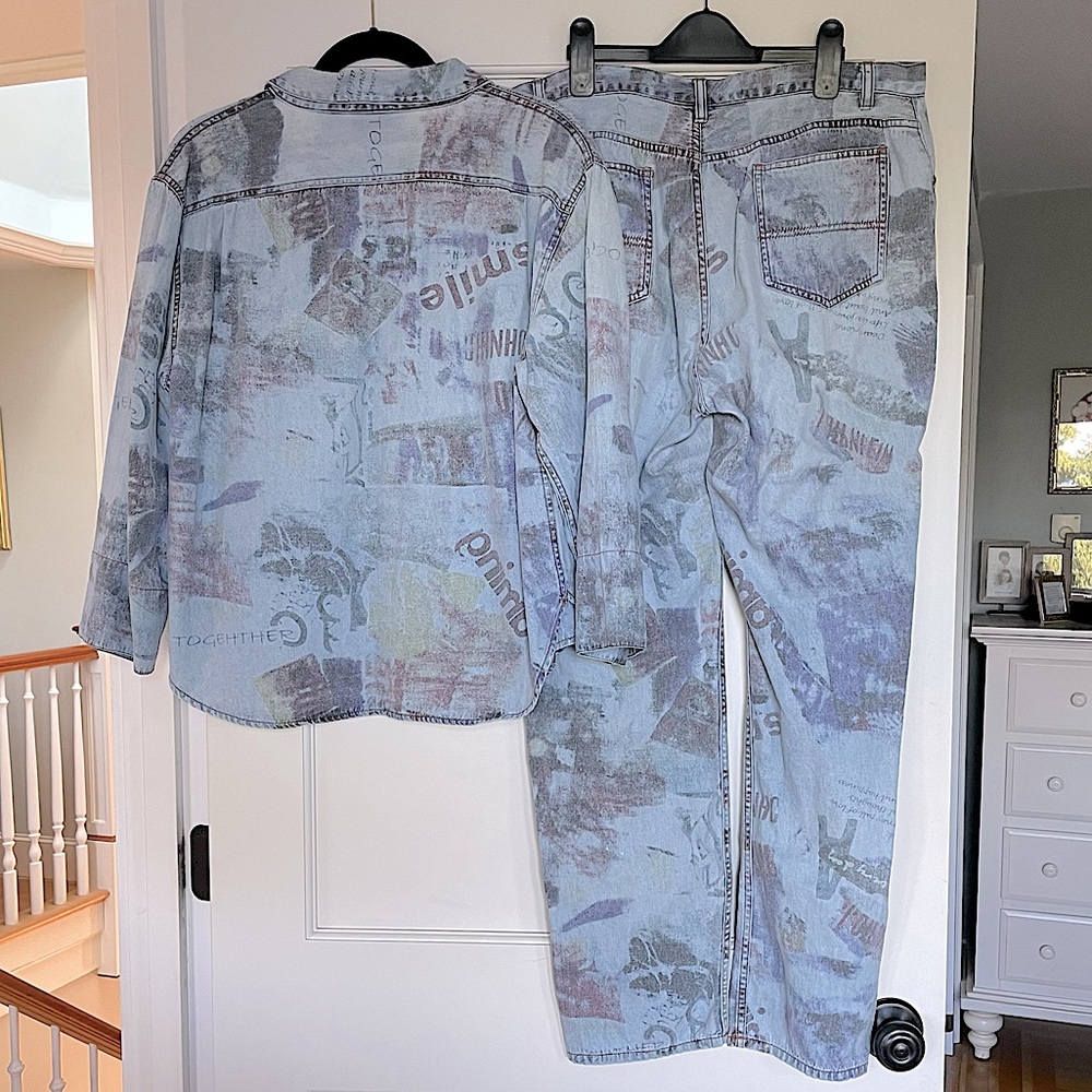 VINTAGE Streetwear Matching Set! Chico’s Design Lightweight Smile Chambray Denim - Picture 15 of 15